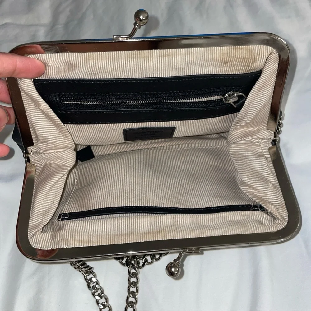 Margot New York Quilted Leather Chain Strap Clutch‎ Bag 12x5